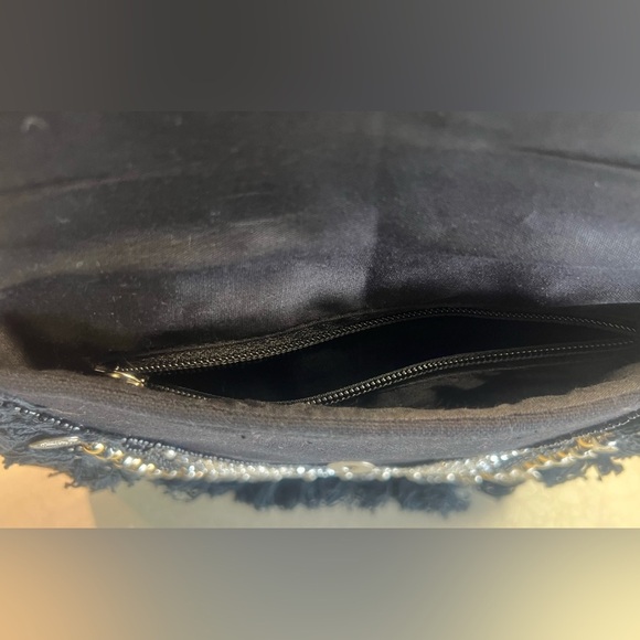 Shashi | Black Metallic Embellished Beaded Shoulder Bag - Picture 7 of 16